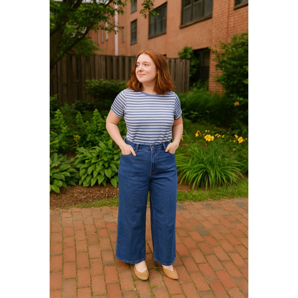 Modcloth Wide Leg Jeans Womens Plus Size‎ 22W Blue Medium Wash Retro Stretch